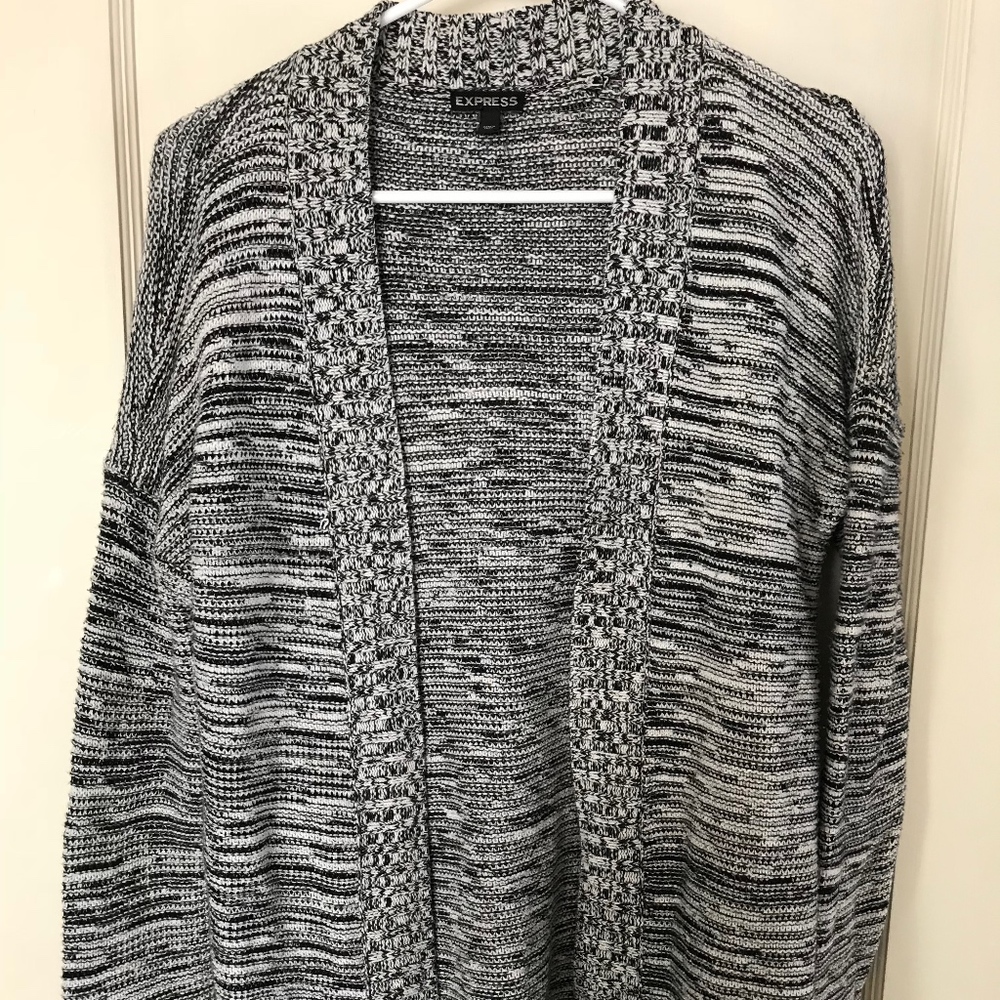 express oversized grey knit open front cardigan